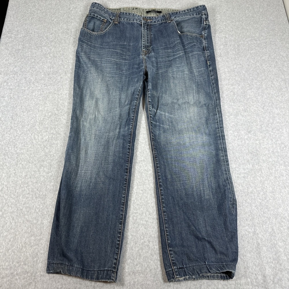 Marc Ecko Men's Cut & Sew Boot Cut Baggy Distressed Modified Hem 40X30 Jeans